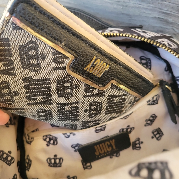 Juicy Couture Mini Backpack Purse And Wallet Black Status Gothic Stripe - Picture 6 of 6